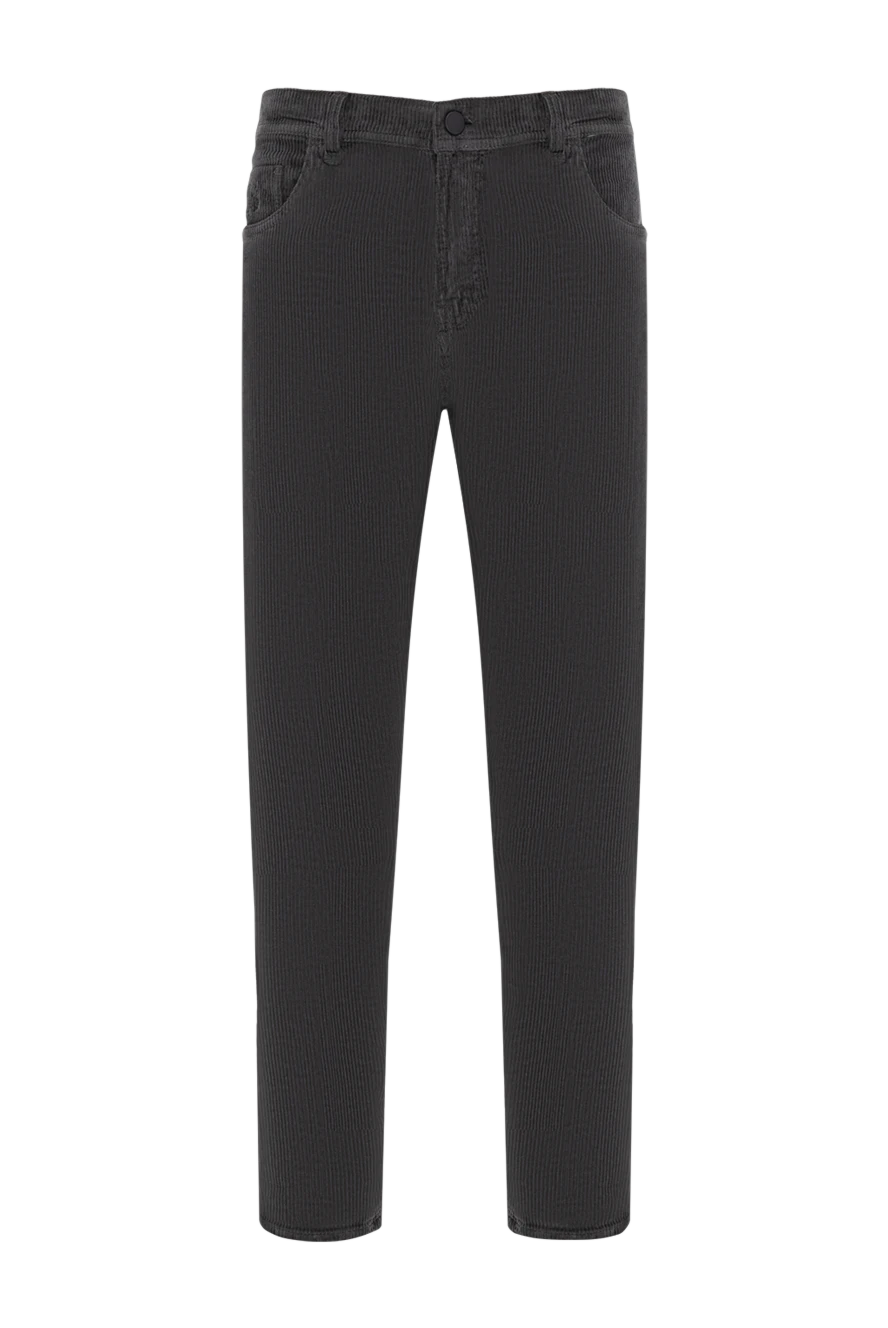 Scissor Scriptor Dark gray corduroy jeans with signature logo - 98% cotton, 2% elastane. buttons, zipper. five pockets. Country of manufacture: Italy. Care: specialized cleaning - photo 1