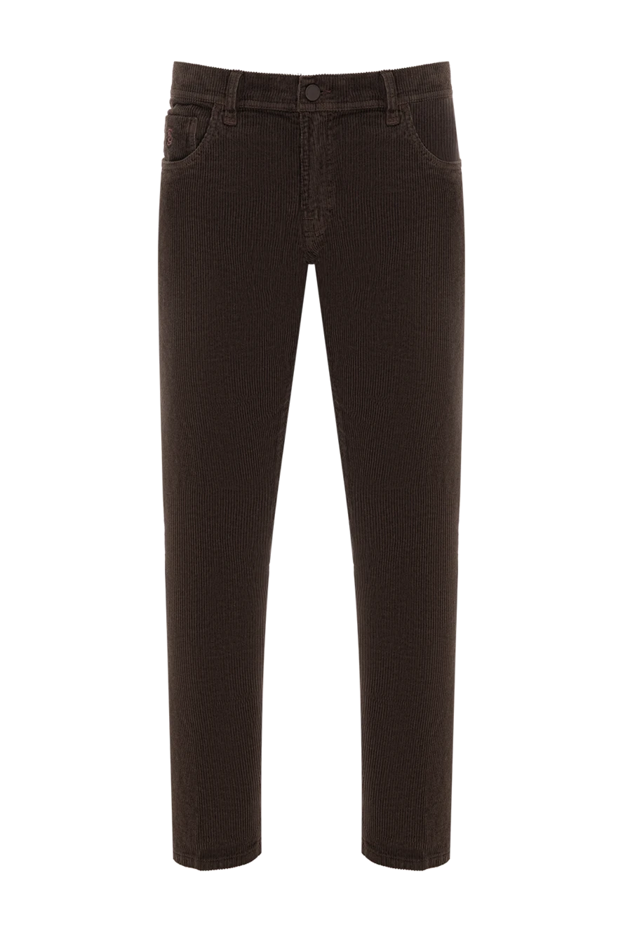Scissor Scriptor Brown corduroy trousers with a crocodile patch - Decoration: Ribbed. 100% cotton. Zipper, button. 5 pockets. Country of manufacture: Italy. Care: specialized cleaning - photo 1