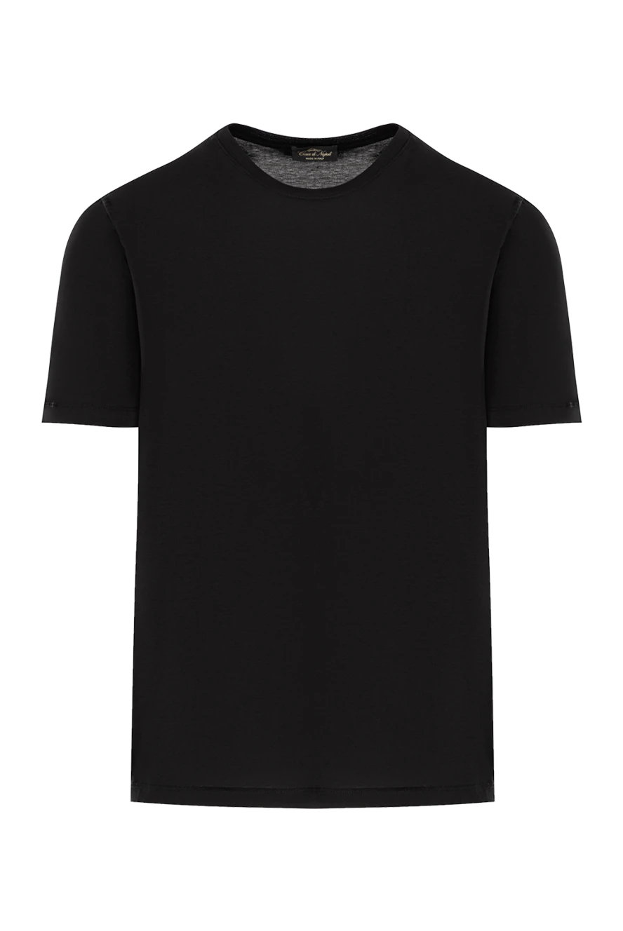 Cesare di Napoli Men's basic cotton T-shirt in classic black - 100% cotton. Country of manufacture: Italy. Care: specialized cleaning - photo 1