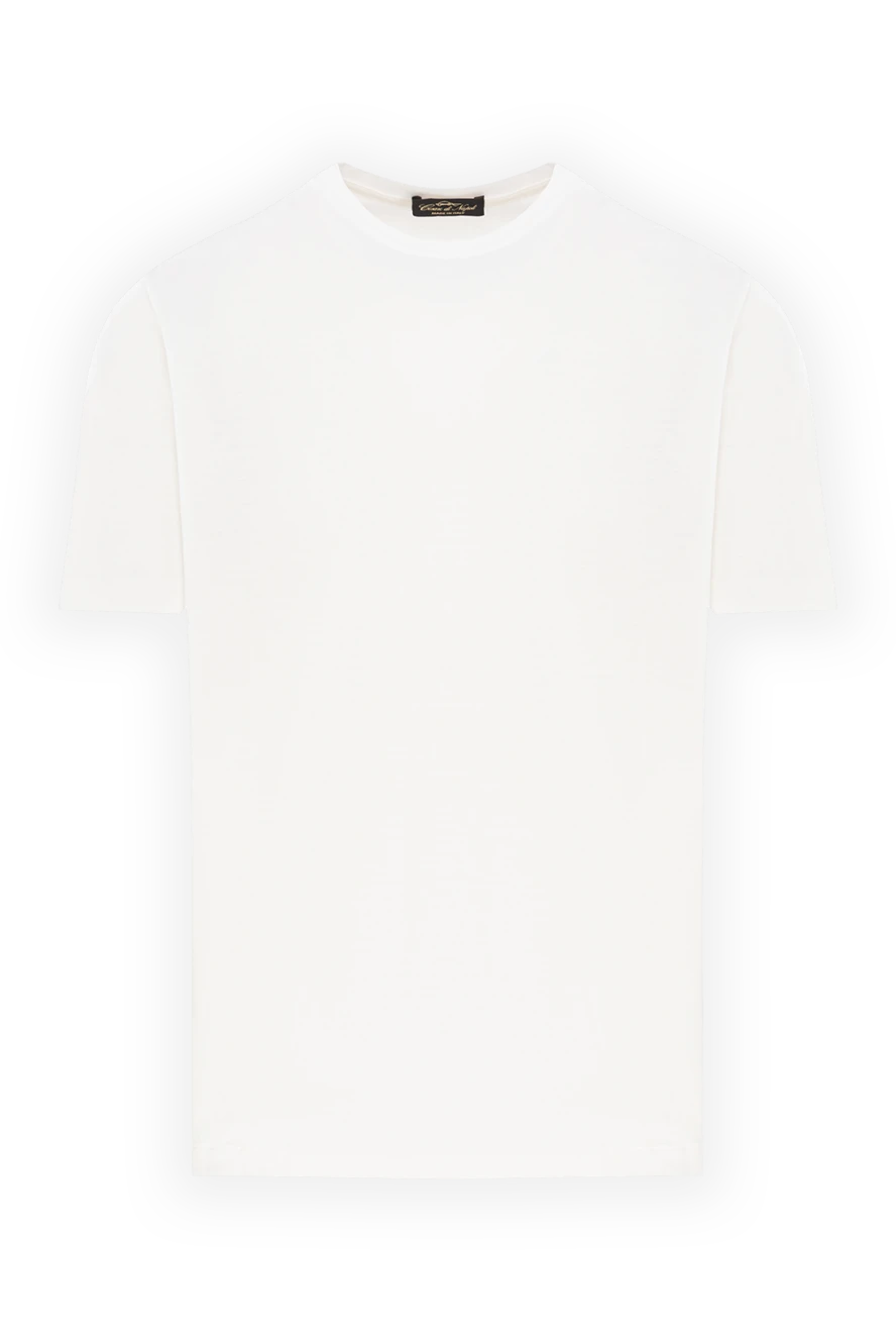 Cesare di Napoli Men's white cotton t-shirt with a soft texture - 100% cotton. Country of manufacture: Italy. Care: specialized cleaning - photo 1