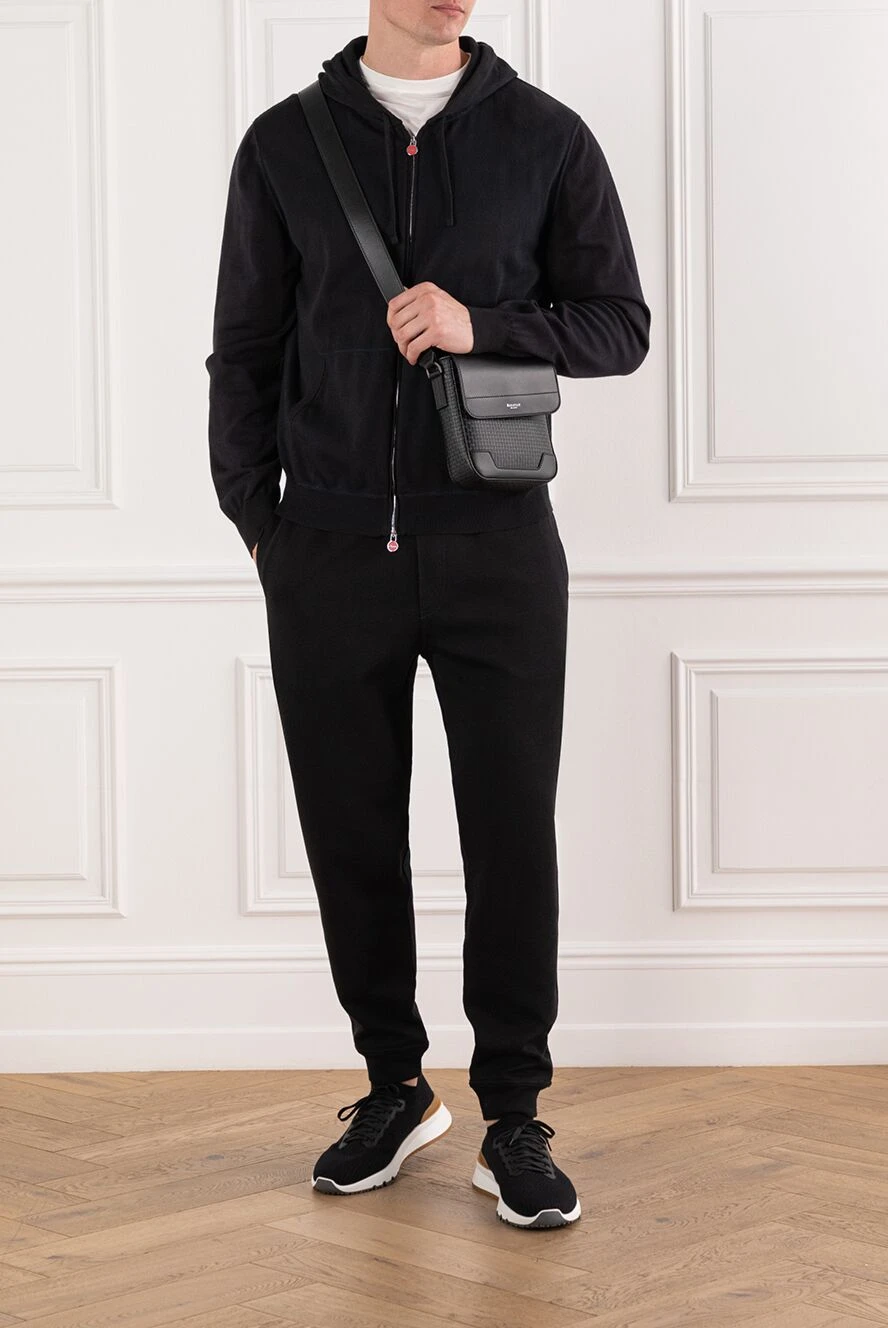 domani ドマーニ Morganton モーガントン Kiton мужская чёрная кофта на молнии хлопковая с капюшоном 190822