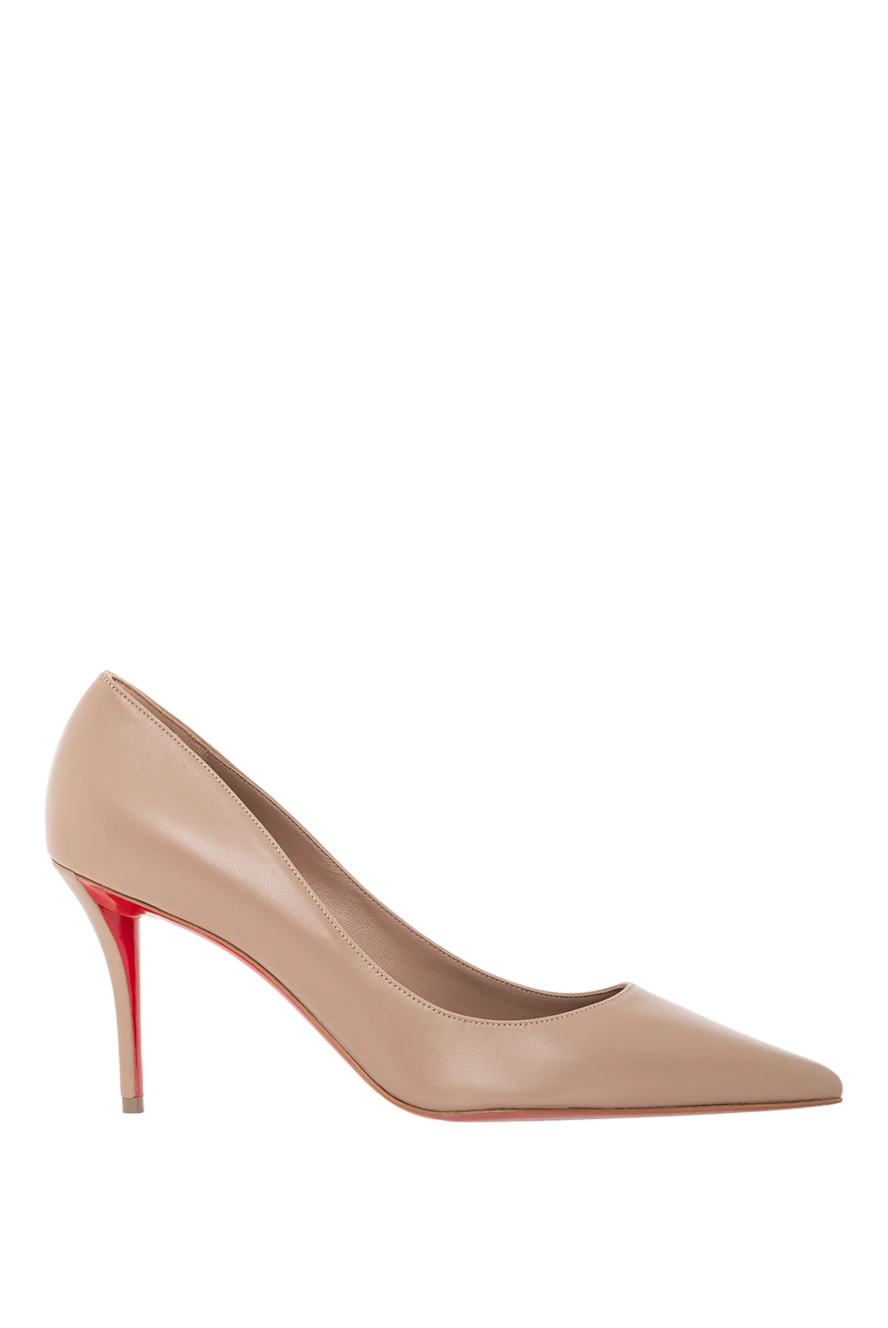 Christian Louboutin Лодочки телесного цвета из кожи на каблуке средней высоты - красная подошва. Состав : 100% натуральная кожа. Страна производитель: Франция. Уход: специализированная чистка - фото 1