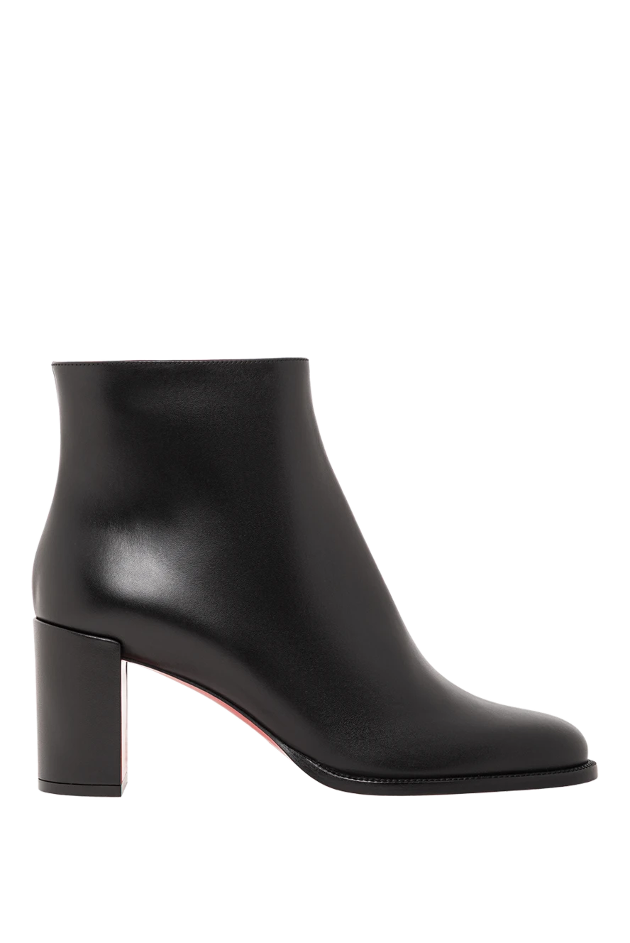 Christian Louboutin Adoxa 70 women's ankle boots in black calfskin with a red accent - 100% genuine leather. Zipper. Heel height: 70 mm. Country of manufacture: Italy. Care: specialized cleaning - photo 1