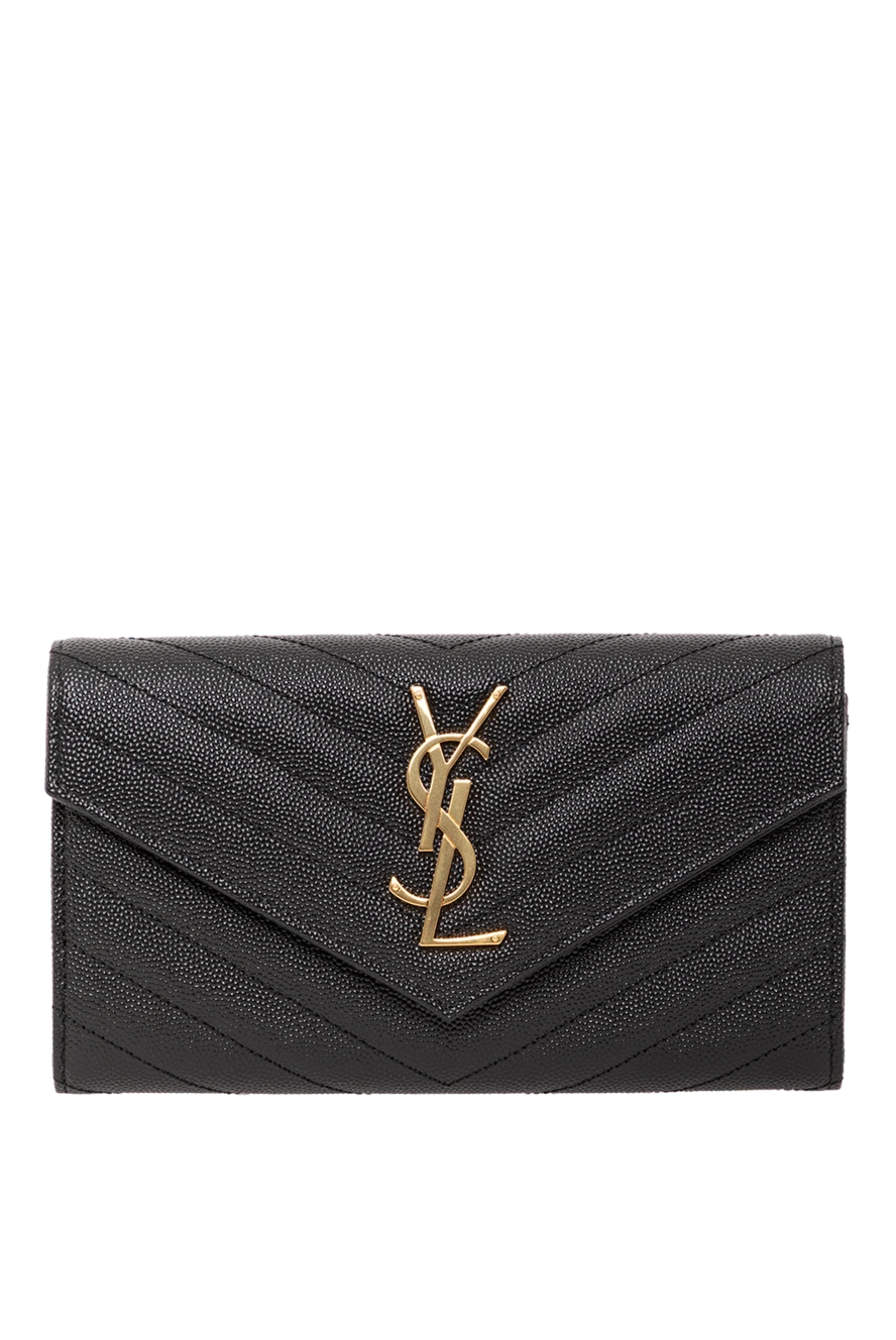 Saint Laurent Великий гаманець Cassandre зі шкіри ягняти з клапаном чорний - логотип бренду. натуральна шкіра. Застібок: клапан. Країна виробник: Італія. Догляд: спеціалізоване чищення - фото 1