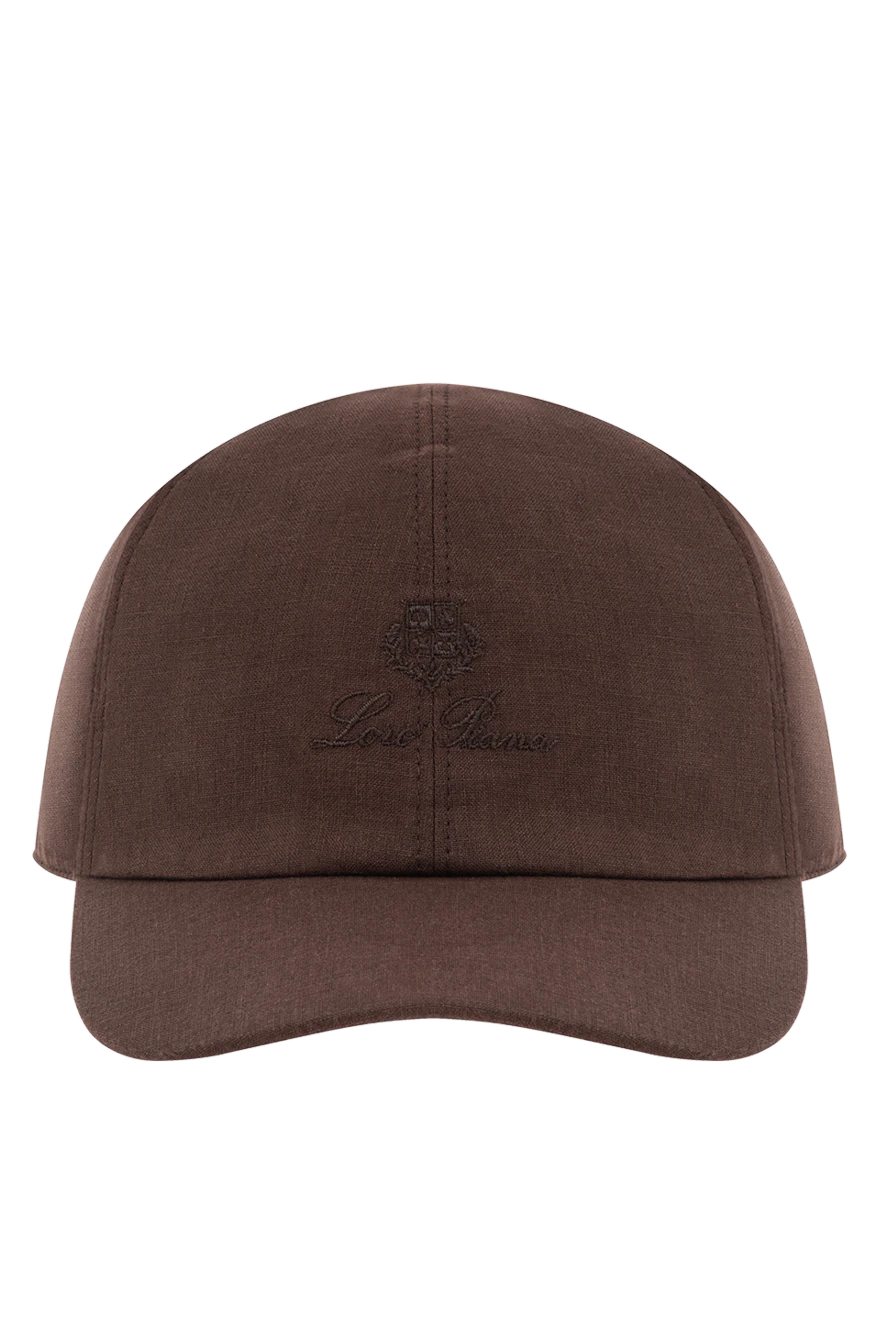 Loro Piana Brown linen baseball cap with embroidered logo - Decoration: brand logo. Material: 100% linen. Country of manufacture: Italy. Care: specialized cleaning - photo 1