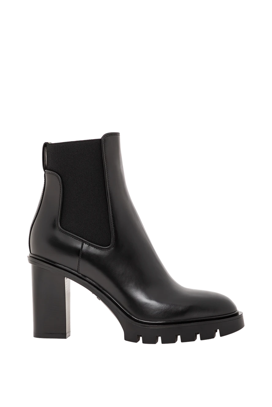 Santoni Black ankle boots with a stable heel and elastic inserts - genuine leather. Country of manufacture: Italy. Care: specialized cleaning - photo 1