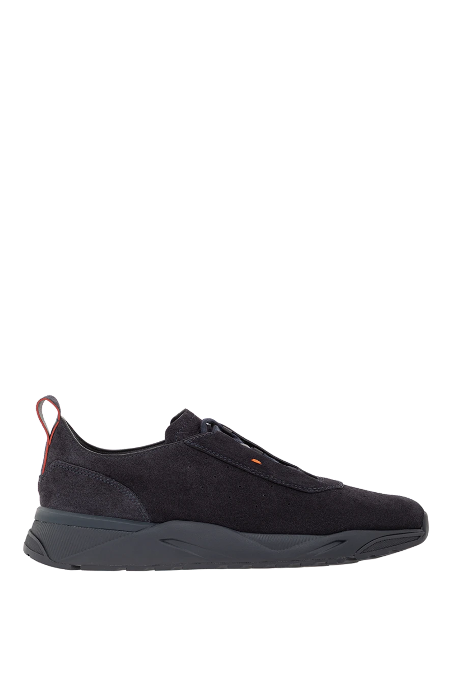 Santoni Кроссовки из мягкой синей замши с анатомической подошвой - 100% натуральная замша. шнуровка. Страна производитель: Италия. Уход: специализированная чистка - фото 1