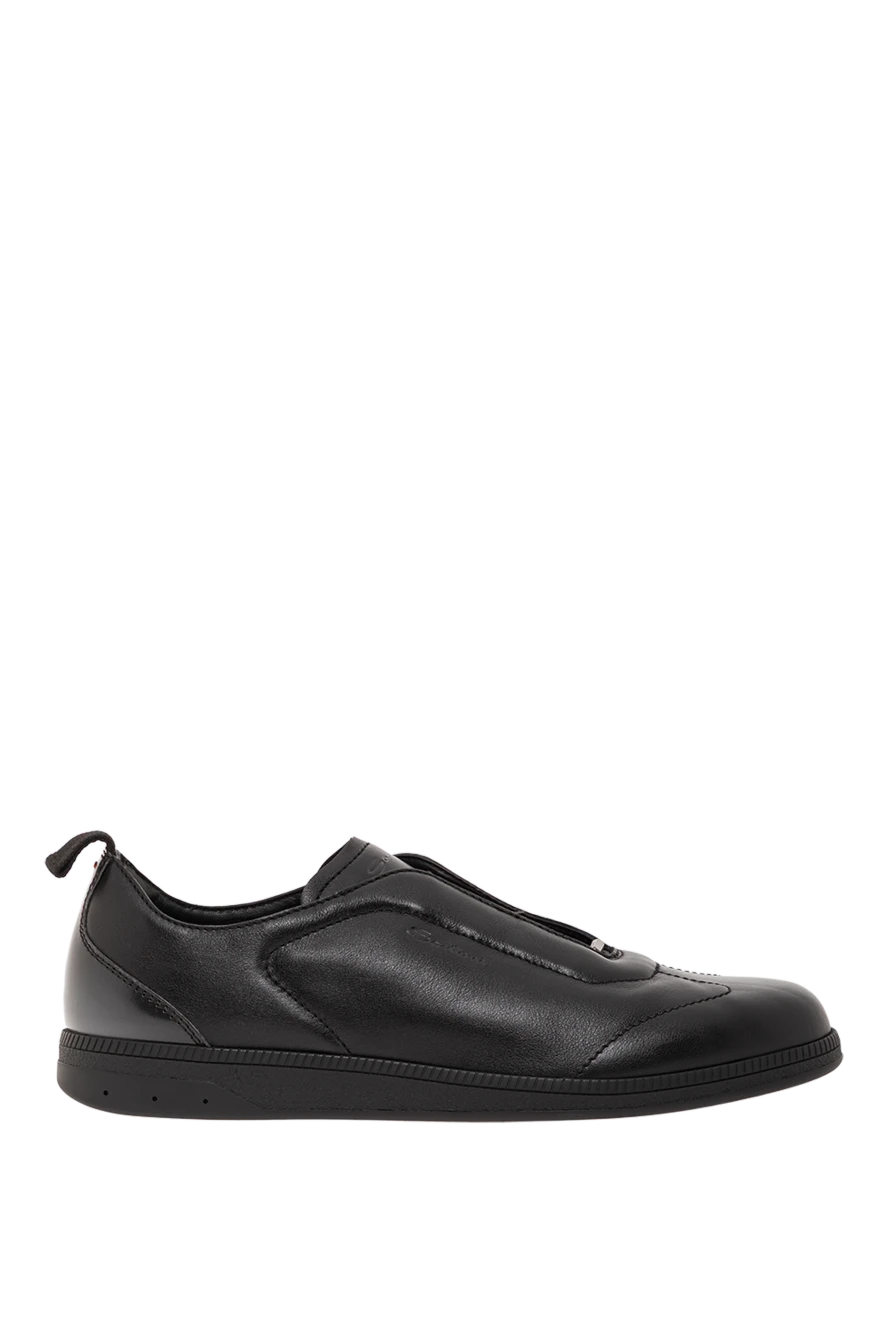 Santoni Кросівки з ультрам'якої та еластичної чорної шкіри з логотипом - 100% натуральна шкіра. шнурівка. гумова підошва. Країна виробник: Італія. Догляд: спеціалізоване чищення - фото 1