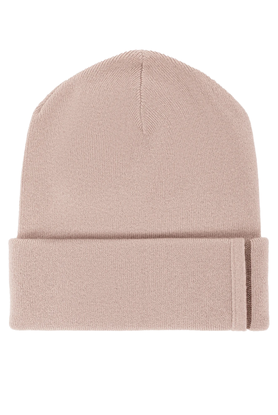 Brunello Cucinelli cashmere beanie hat in soft beige color 191351