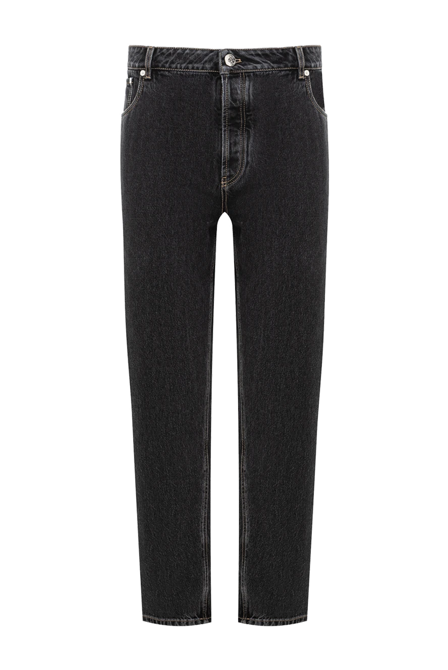 Brunello Cucinelli Чорні чоловічі джинси прямі з контрастним рядком - контрастний рядок. 100% бавовна. гудзик, блискавка. 5 кишень. Країна виробник: Італія. Догляд: спеціалізоване чищення - фото 1