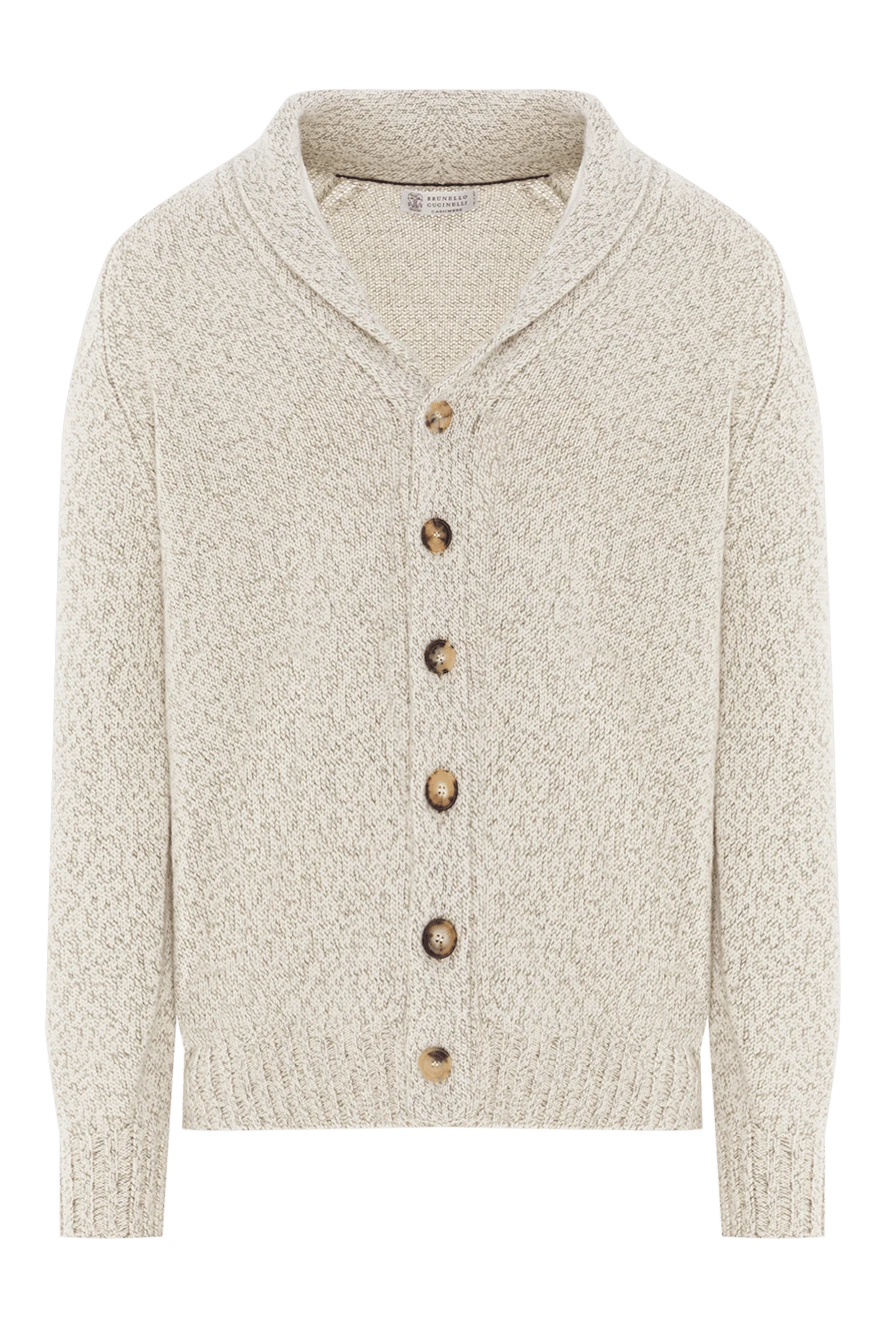 Brunello Cucinelli Мужской кардиган из кашемира в рубчик с шалевым воротником - 100% кашемир. пуговицы. Страна производитель: Италия. Уход: специализированная чистка - фото 1