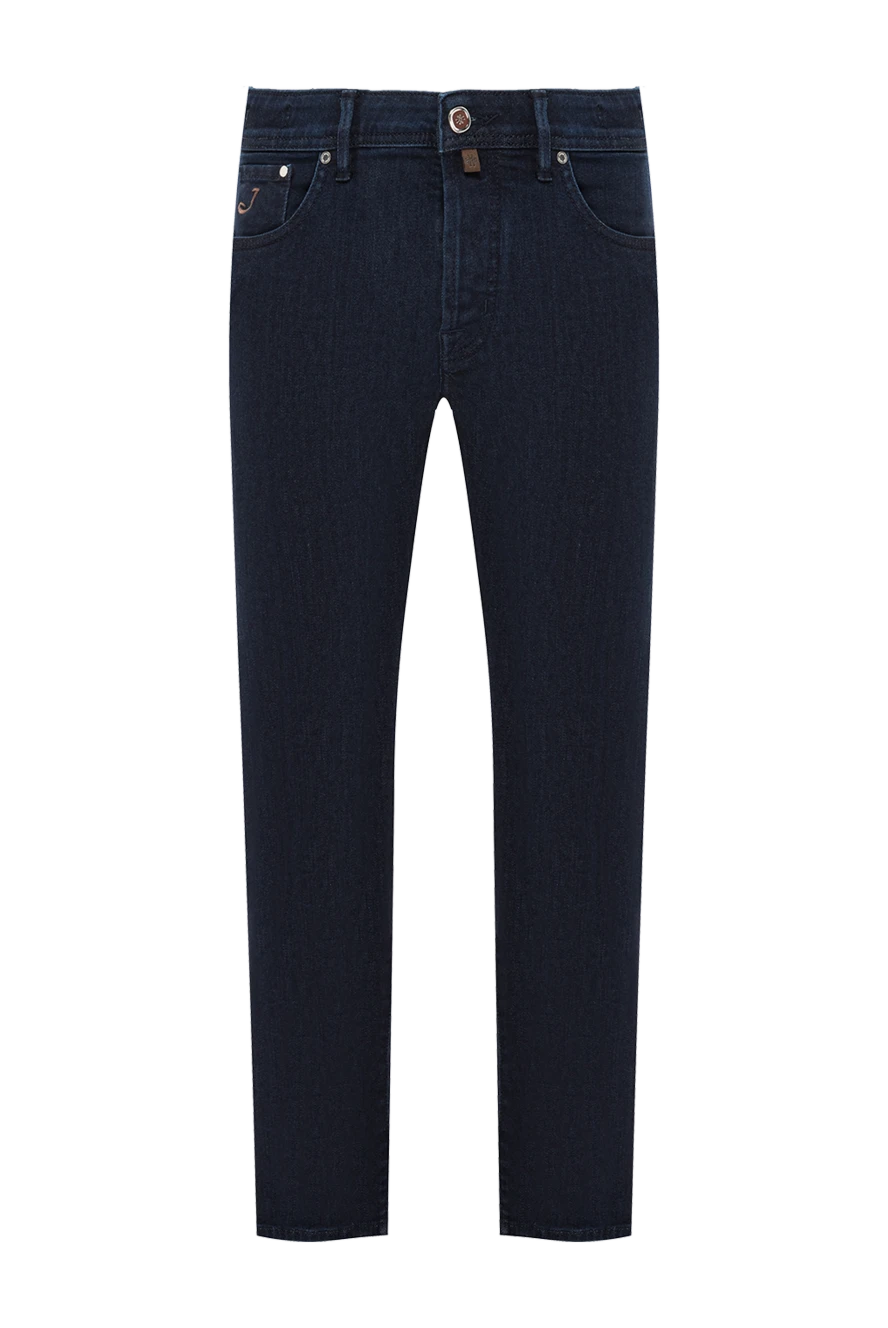 Jacob Cohen Dark blue jeans with a soft denim texture and crocodile leather trim - Decoration: crocodile leather details. 81% cotton, 11% lyocell, 6% elastomer. zipper, button. five pockets. Country of manufacture: Italy. Care: specialized cleaning - photo 1