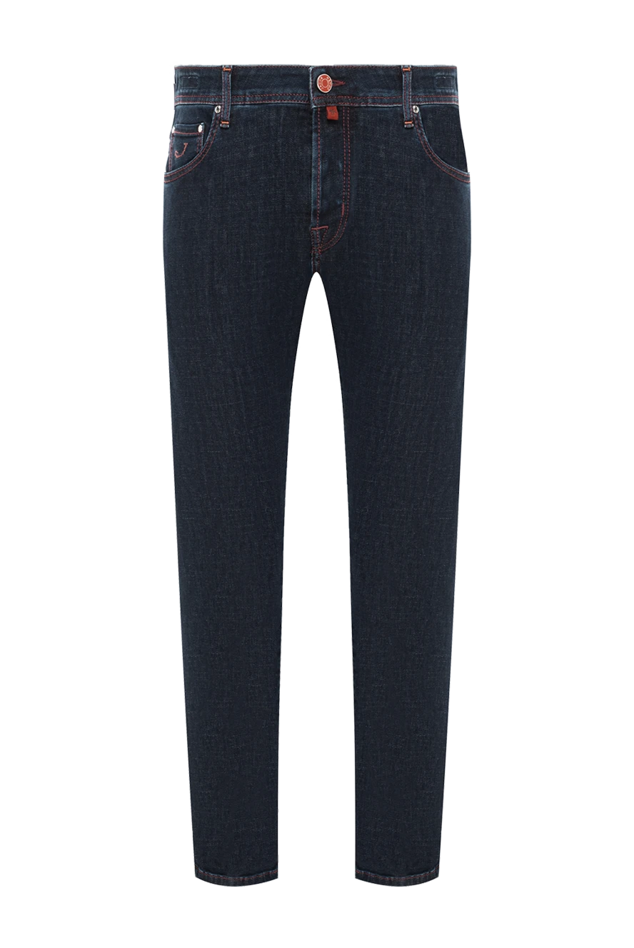 Jacob Cohen Dark blue jeans with contrasting orange stitching - 71% cotton, 16% polyester, 11% lyocell, 2% elastane. zipper, button. five pockets. Country of manufacture: Italy. Care: specialized cleaning - photo 1