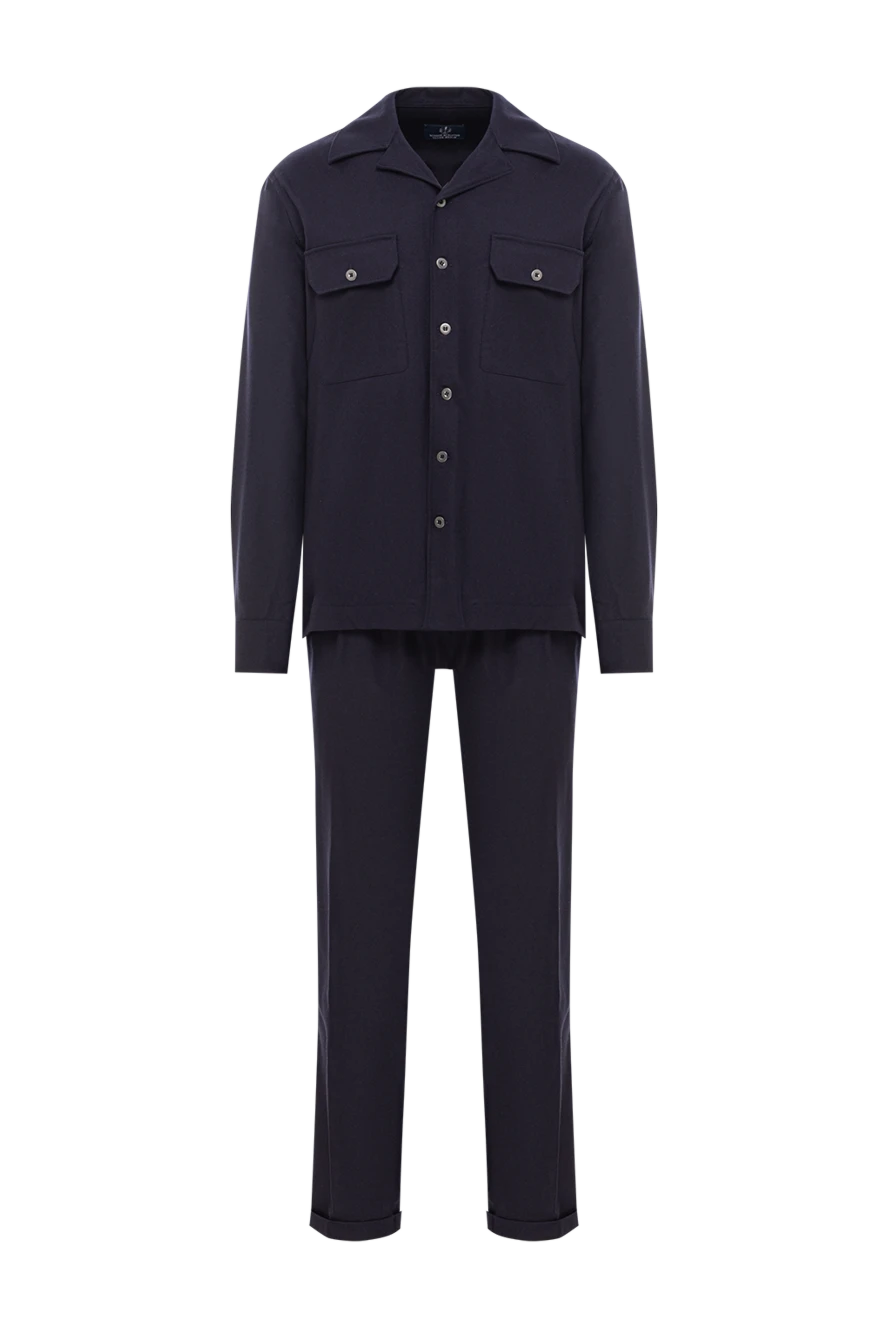 Scissor Scriptor Минималистичный шерстяной костюм с рубашечным верхом темно синего цвета - 90% шерсть, 8% кашемир. пуговицы. два нагрудных кармана. Страна производитель: Италия. Уход: специализированная чистка - фото 1