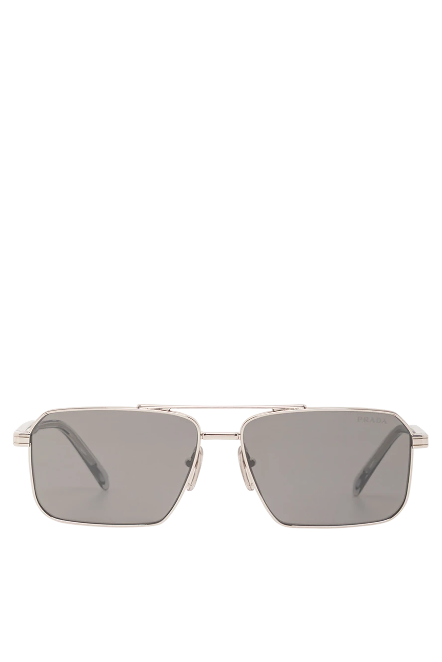 Prada Rectangular sunglasses with silver frames and grey lenses. - Decoration: brand logo. Material: metal. gray. Country of manufacture: Italy. Care: specialized cleaning - photo 1