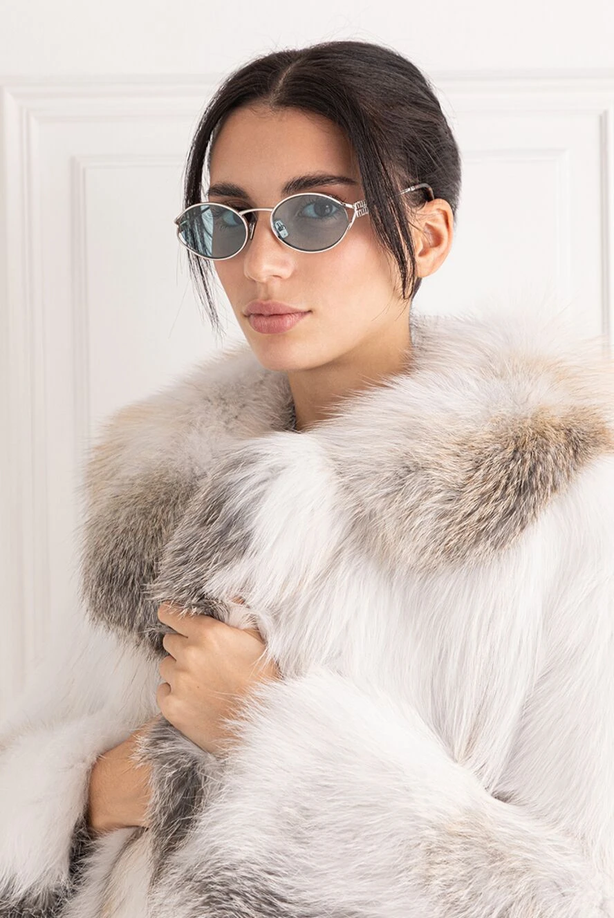Miu Miu солнцезащитные очки с овальной оправой из металла с