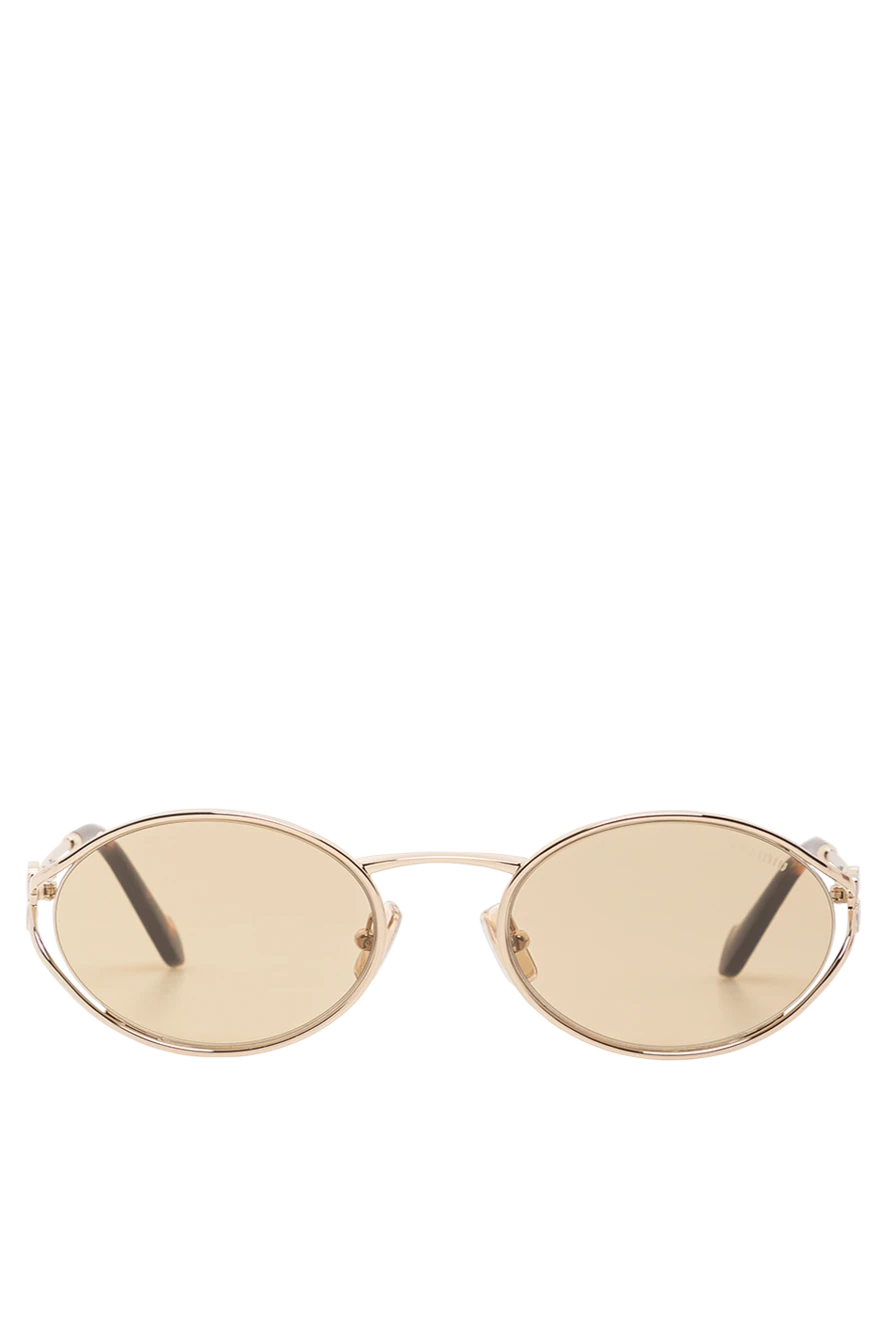 Miu Miu Sunglasses with gold frames and light brown lenses - Decoration: brand logo. Material: metal. light brown. Country of manufacture: Italy. Care: specialized cleaning - photo 1