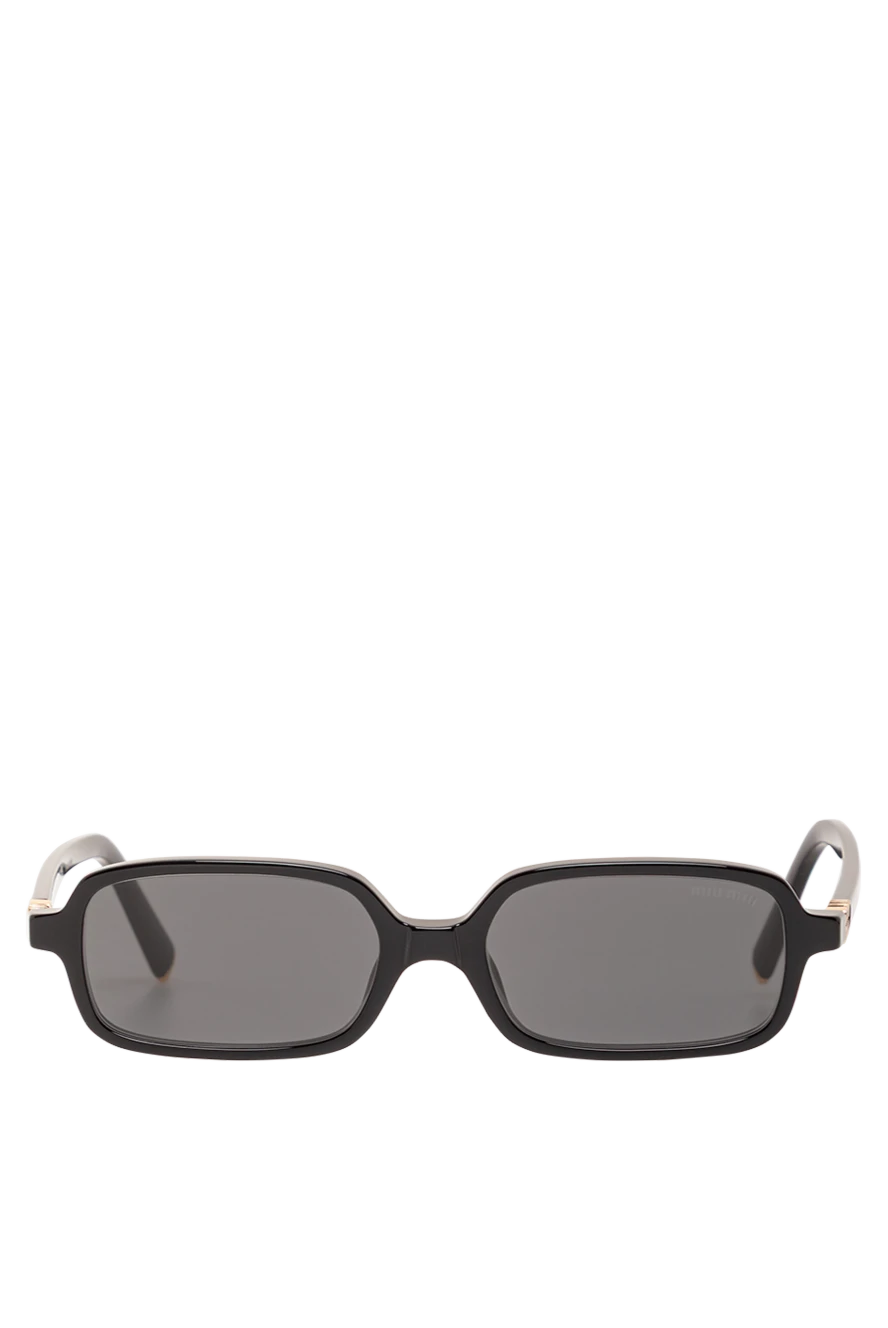 Miu Miu Солнцезащитные очки черные прямоугольной формы с золотистым логотипом бренда - логотип бренда. ацетат. черный. Страна производитель: Италия. Уход: специализированная чистка - фото 1