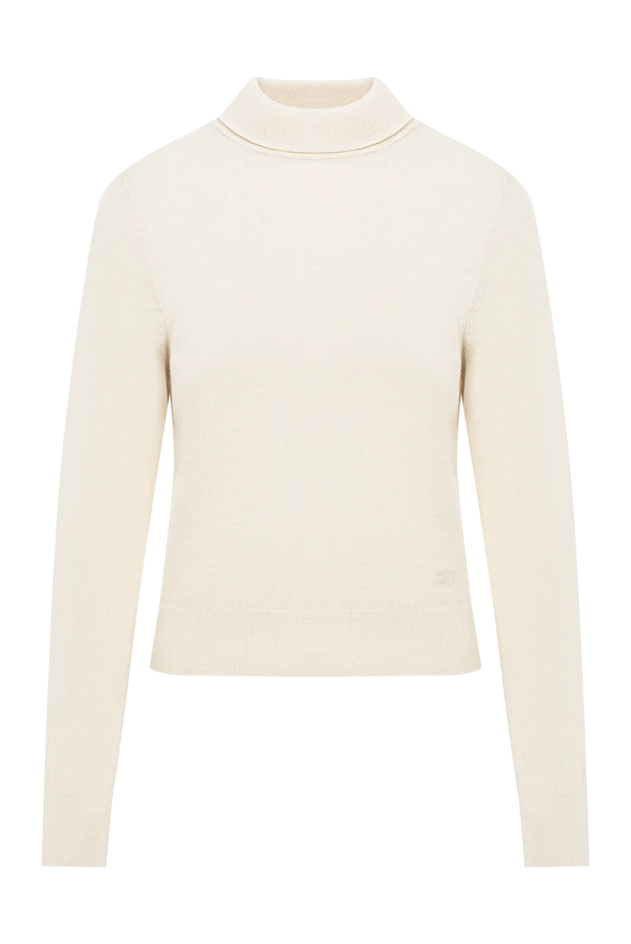 Celine Light-colored wool jumper with a smooth knit structure - 99% wool, 1% polyamide. Country of manufacture: Italy. Care: specialized cleaning - photo 1