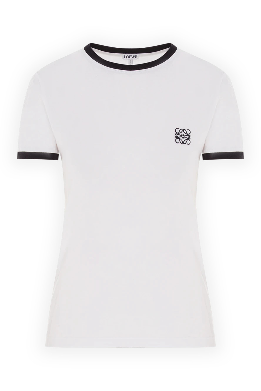 Loewe Белая футболка с черной окантовкой и вышитым логотипом-анаграммой - логотип Anagram . 100% хлопок. Страна производитель: Испания. Уход: специализированная чистка - фото 1