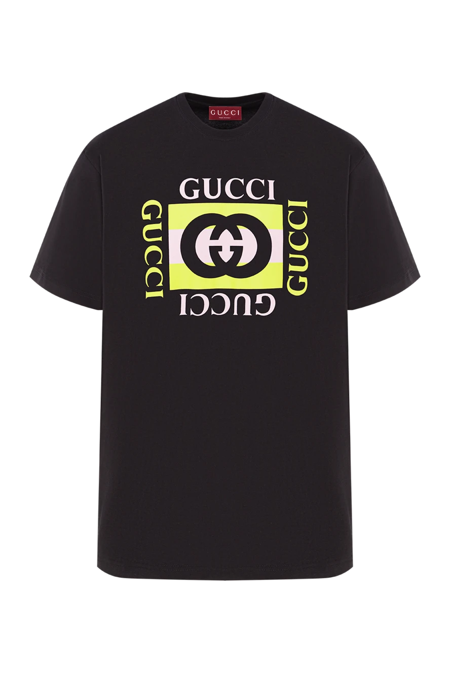 Gucci Черная футболка из хлопкового трикотажа с принтом - принт с логотипом. 100% хлопок. Страна производитель: Италия. Уход: специализированная чистка - фото 1