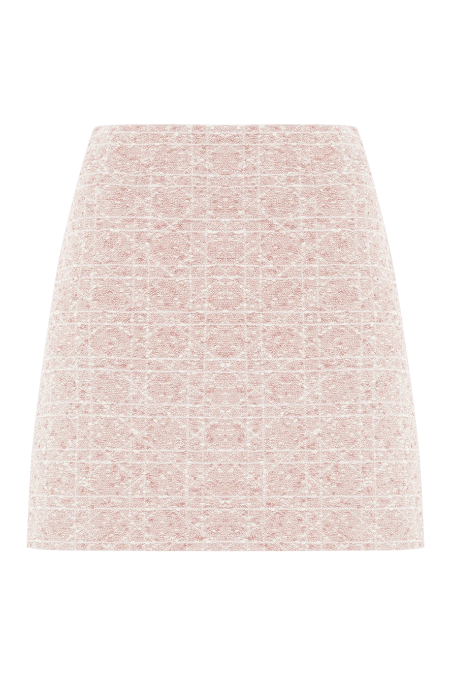 Dior Мини-юбка из твида с розовым узором Macrocannage - логотип бренда. 56% хлопок, 28% акрил, 16% полиамид. молния, застежка-пряжка. два боковых кармана. Страна производитель: Франция. Уход: специализированная чистка - фото 1