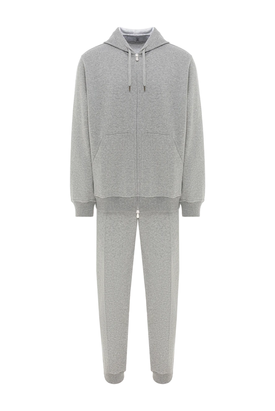 Brunello Cucinelli Серый спортивный костюм из высококачественного хлопка с добавлением шелка или кашемира - капюшон. 65% хлопок, 24% полиамид, 7% кашемир, 4% шелк. молния, кулиска. Страна производитель: Италия. Уход: специализированная чистка - фото 1