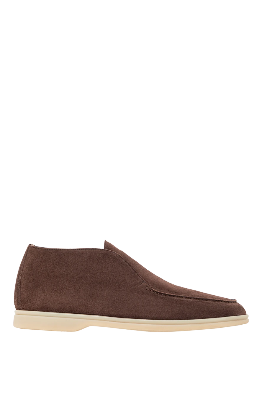 Cesare di Napoli Лофери коричневі з м'якої замші зі світлою підошвою - контрастна підошва. 100% замша. Країна виробник: Італія. Догляд: спеціалізоване чищення - фото 1