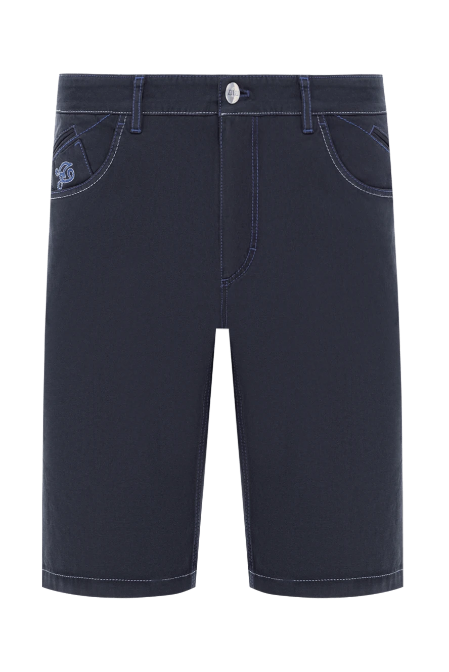 Zilli Men's cotton denim shorts with pocket pattern - Decoration: Embroidered lion pattern on the back pocket. 98% cotton, 2% polyamide. five pockets. Country of manufacture: Italy. Care: specialized cleaning - photo 1