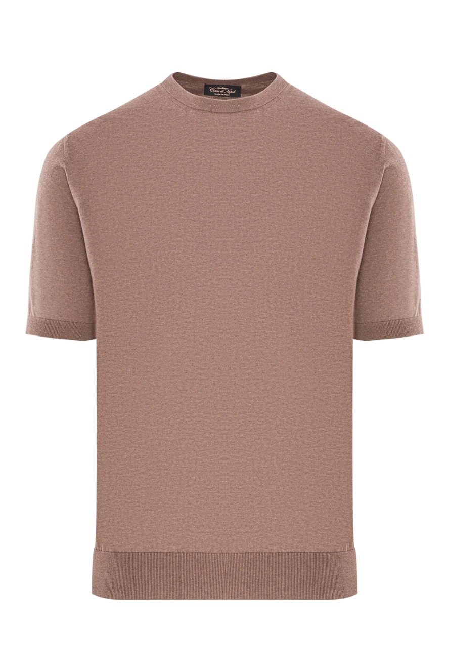 Cesare di Napoli Джемпер с коротким рукавом из хлопка коричневого цвета - 100% хлопок. Страна производитель: Италия. Уход: специализированная чистка - фото 1