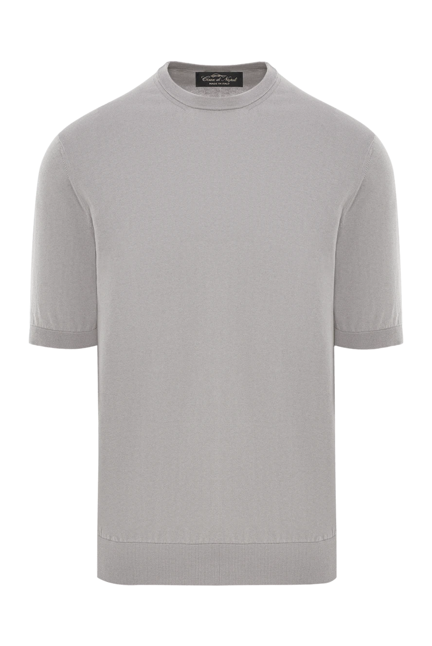 Cesare di Napoli Хлопковый джемпер с коротким рукавом в светло-сером цвете - 100% хлопок. Страна производитель: Италия. Уход: специализированная чистка - фото 1