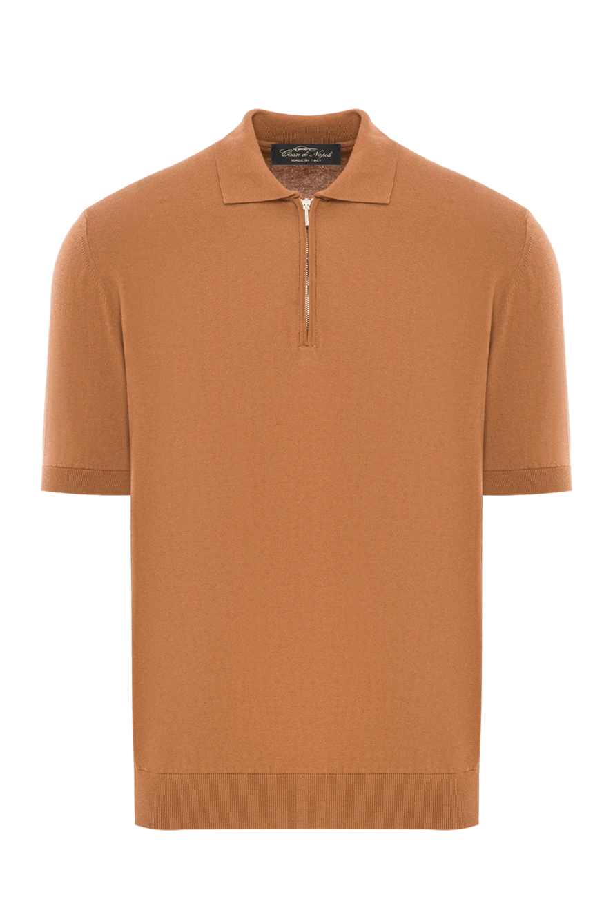 Cesare di Napoli Men's caramel colored cotton polo shirt with zip - 100% cotton. zipper. Country of manufacture: Italy. Care: specialized cleaning - photo 1