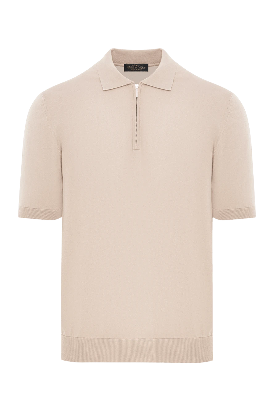 Cesare di Napoli Мужское бежевое поло на молнии из натурального хлопка - 100% хлопок. молния. Страна производитель: Италия. Уход: специализированная чистка - фото 1