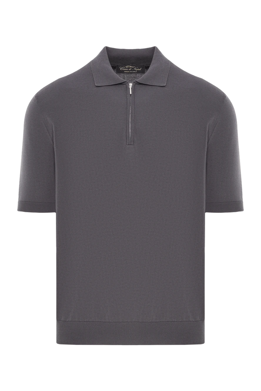 Cesare di Napoli Мужское серое поло из высококачественного мягкого хопка - 100% хлопок. молния. Страна производитель: Италия. Уход: специализированная чистка - фото 1