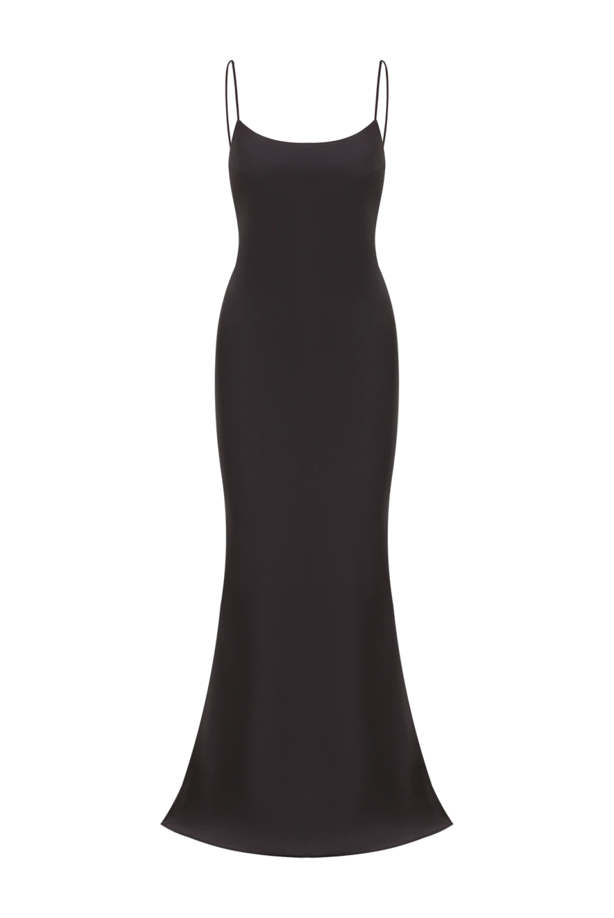 The Andamane Атласна сукня-комбінація Ninfea максі чорна з тонкими бретелями - 100% поліамід. блискавка. Країна виробник: Італія. Догляд: спеціалізоване чищення - фото 1