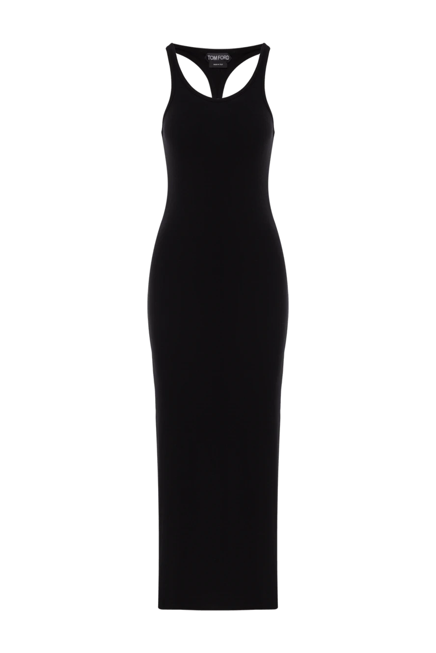 Tom Ford Сукня-майка чорна з вишитим логотипом TF у тон - логотип бренду. 94% віскоза, 6% еластан. Країна виробник: Італія. Догляд: спеціалізоване чищення - фото 1