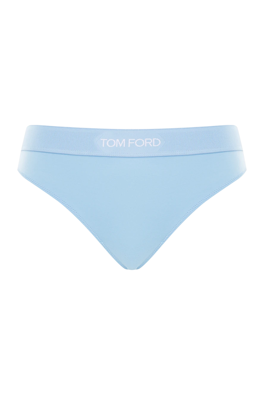 Tom Ford Блакитні стрінги з еластичного модалу з тональною еластичною стрічкою - логотип бренду. 92% модал, 8% еластан. Країна виробник: Італія. Догляд: спеціалізоване чищення - фото 1
