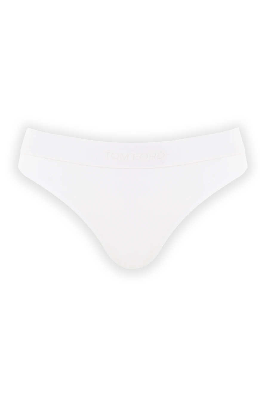 Tom Ford Белые стринги из эластичного модала с тональной эластичной лентой - логотип бренда. 92% модал, 8% эластан. Страна производитель: Италия. Уход: специализированная чистка - фото 1
