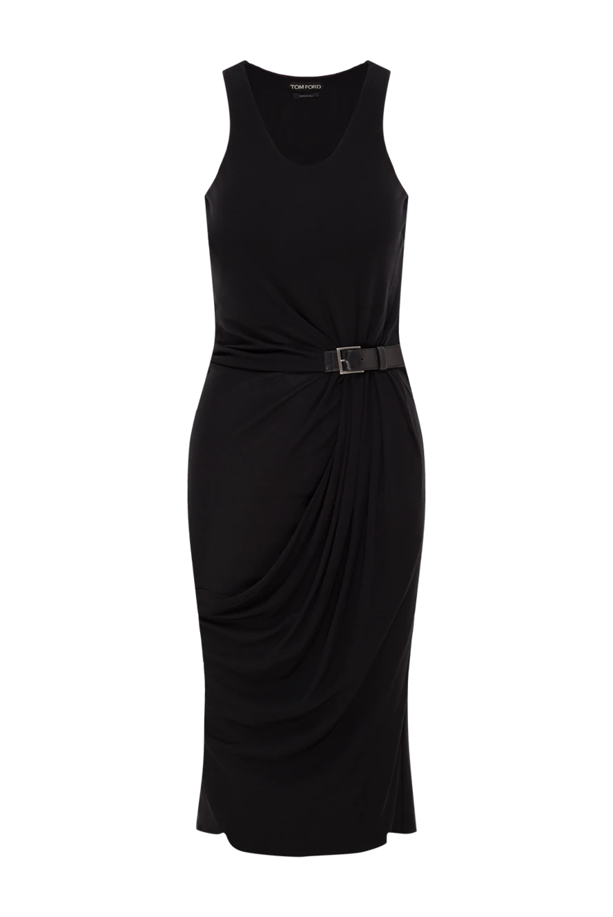 Tom Ford Сукня-майка з крепового трикотажу зі шкіряною обробкою та фірмовою пряжкою TF - фірмова пряжка TF. 100% віскоза. Країна виробник: Італія. Догляд: спеціалізоване чищення - фото 1