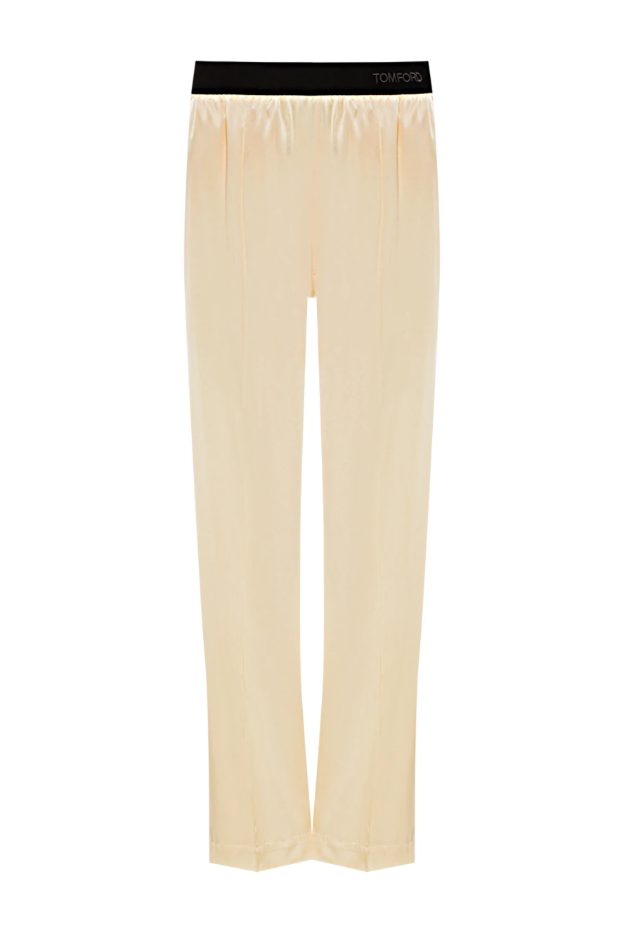 Tom Ford Штани з еластичного шовку та атласу бежеві - 94% шовк, 6% еластан. Країна виробник: Італія. Догляд: спеціалізоване чищення - фото 1