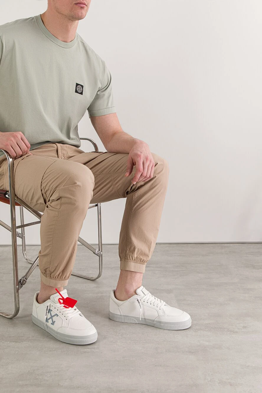 Off-White низкие замшевые кроссовки vulcanized белого цвета 192652