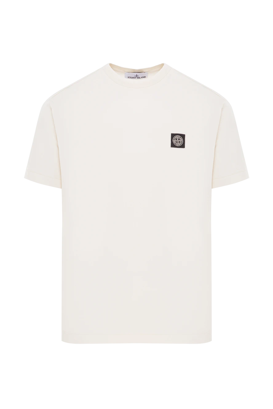 Stone Island Футболка біла з короткими рукавами з бавовняного трикотажу - логотип бренду. 100% бавовна. Країна виробник: Італія. Догляд: спеціалізоване чищення - фото 1