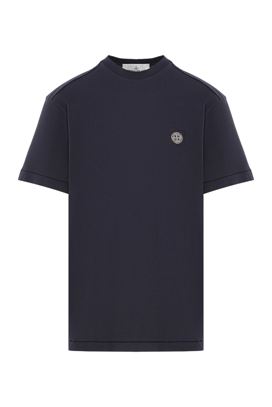 Stone Island Футболка синя з короткими рукавами з бавовняного трикотажу - логотип бренду. 100% бавовна. Країна виробник: Італія. Догляд: спеціалізоване чищення - фото 1