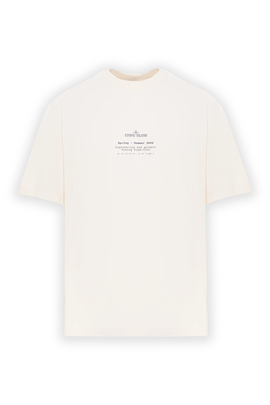 Stone Island Футболка біла з короткими рукавами з чесаної органічної бавовни - логотип бренду. 100% бавовна. Країна виробник: Італія. Догляд: спеціалізоване чищення - фото 1
