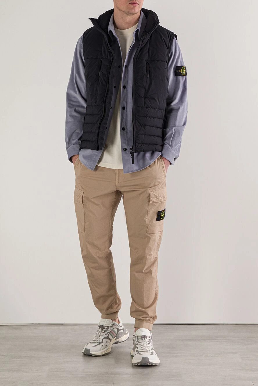 Stone Island рубашка-куртка из хлопкового микровельвета голубого