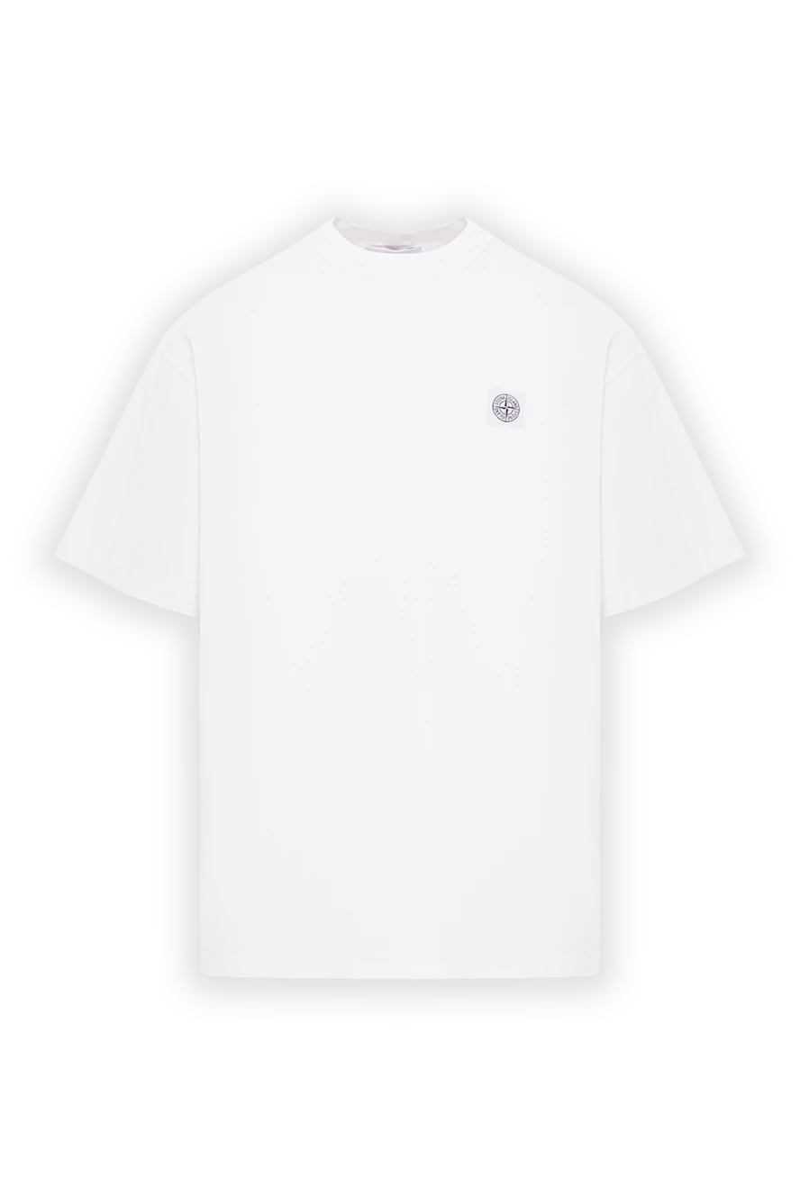 Stone Island Футболка білого кольору з чесаної органічної бавовни - логотип бренду. 100% бавовна. Країна виробник: Італія. Догляд: спеціалізоване чищення - фото 1