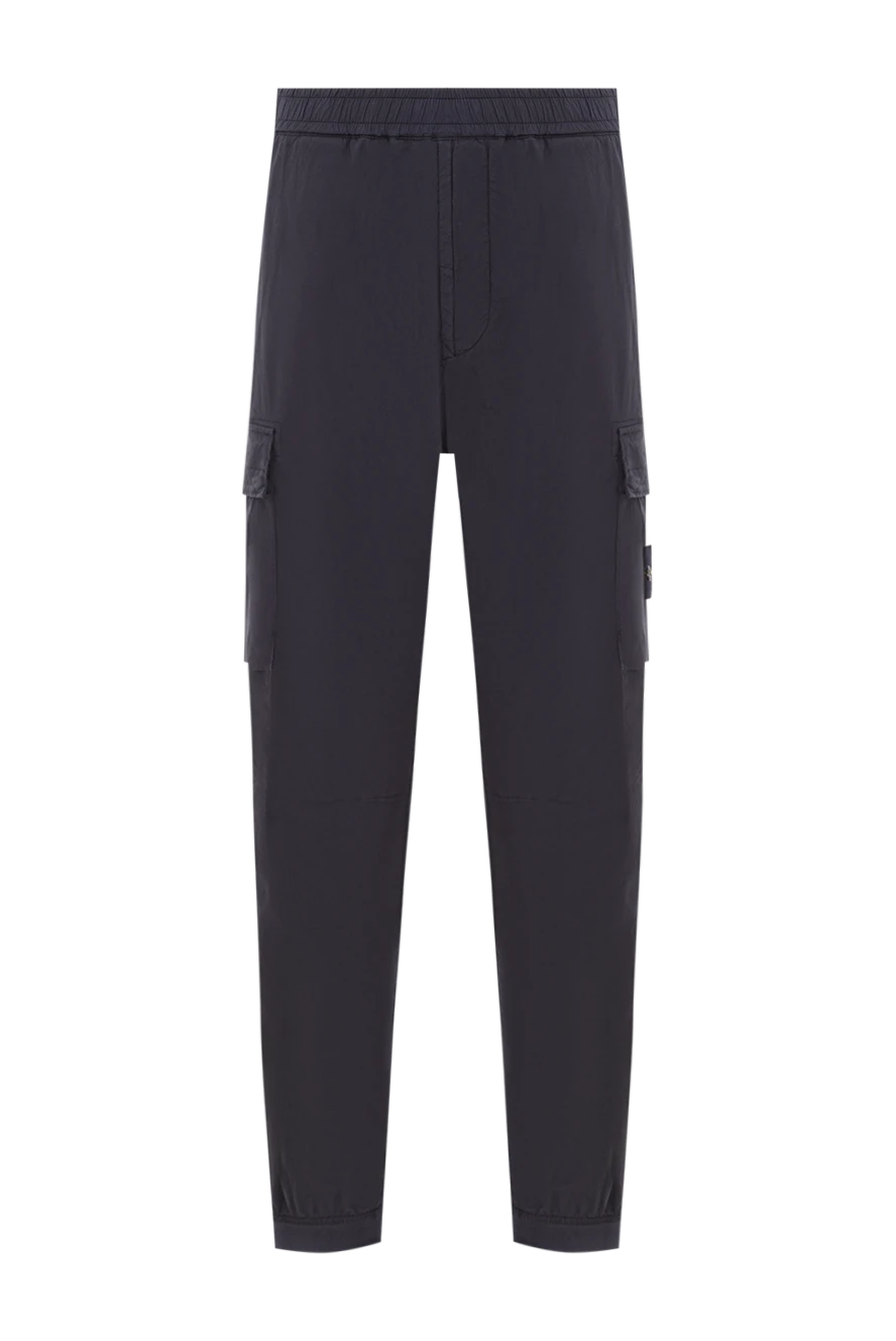 Stone Island Сині штани-карго звуженого крою з поясом на шнурівці - фірмовий патч. 97% бавовна, 3% поліамід. блискавка, куліска. Кишені дертикальні бічні кишені з потайною блискавкою. Накладні кишені-гармошки з клапаном та потайною подвійною кнопкою. Задня кишеня з фіксованим клапаном та потайною кнопкою. Країна виробник: Італія. Догляд: спеціалізоване чищення - фото 1