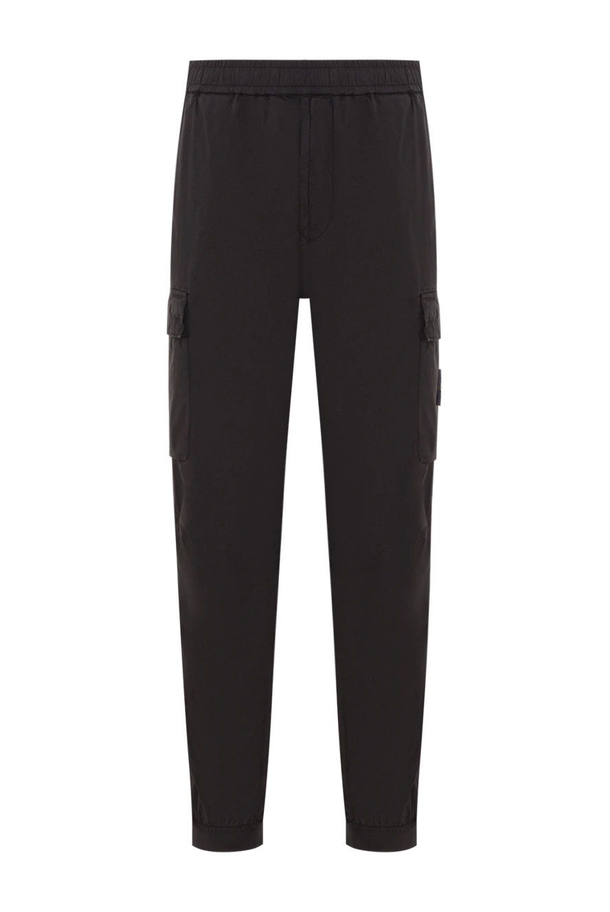 Stone Island Черные брюки-карго зауженного кроя с поясом на шнуровке - фирменный патч. 97% хлопок, 3% полиамид. молния, кулиска. Карманы dертикальные боковые карманы с потайной молнией. Накладные карманы-гармошки с клапаном и потайной двойной кнопкой. Задний карман с фиксированным клапаном и потайной кнопкой. Страна производитель: Италия. Уход: специализированная чистка - фото 1