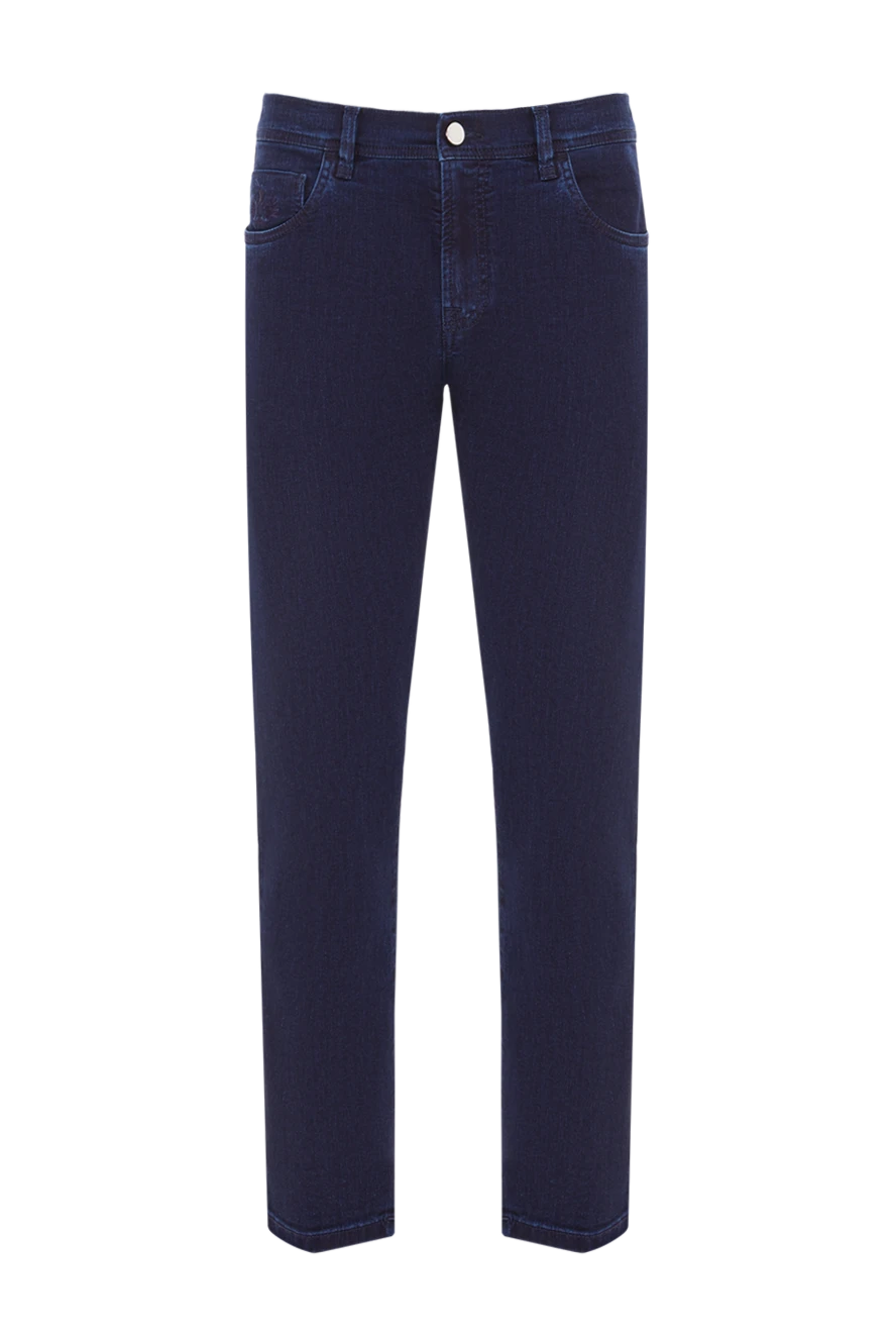 Scissor Scriptor Темно-синие мужские джинсы премиум-класса прямого кроя - 78% хлопок, 20% полиамид, 2% полиуретан. пуговица, молния. 5 карманов. Страна производитель: Италия. Уход: специализированная чистка - фото 1