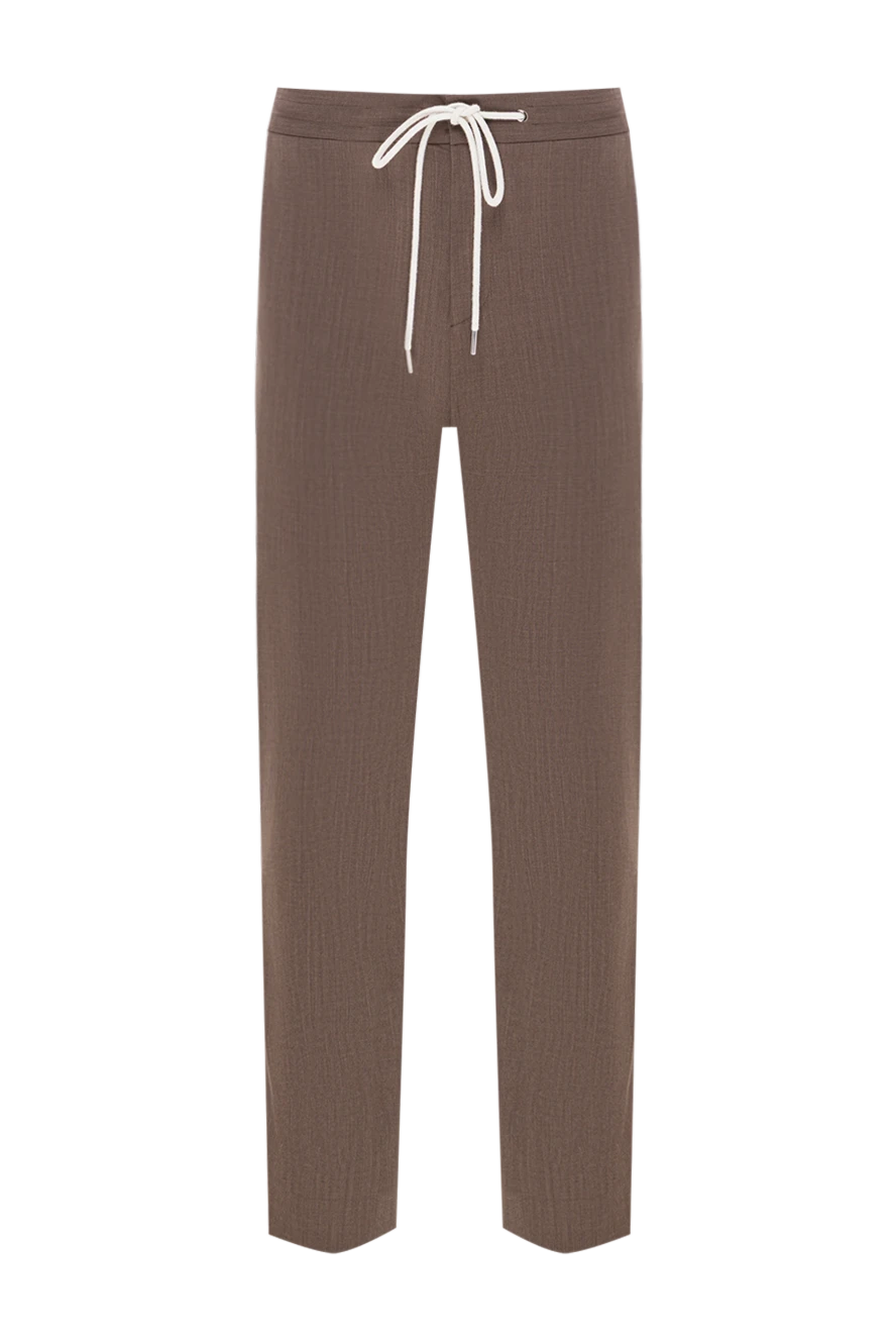 Tombolini Чоловічі коричневі штани на еластичному поясі зі шнурком-куліскою - 98% вовна, 2% поліамід. куліска, блискавка. дві бічні кишені, дві задні кишені. Країна виробник: Італія. Догляд: спеціалізоване чищення - фото 1